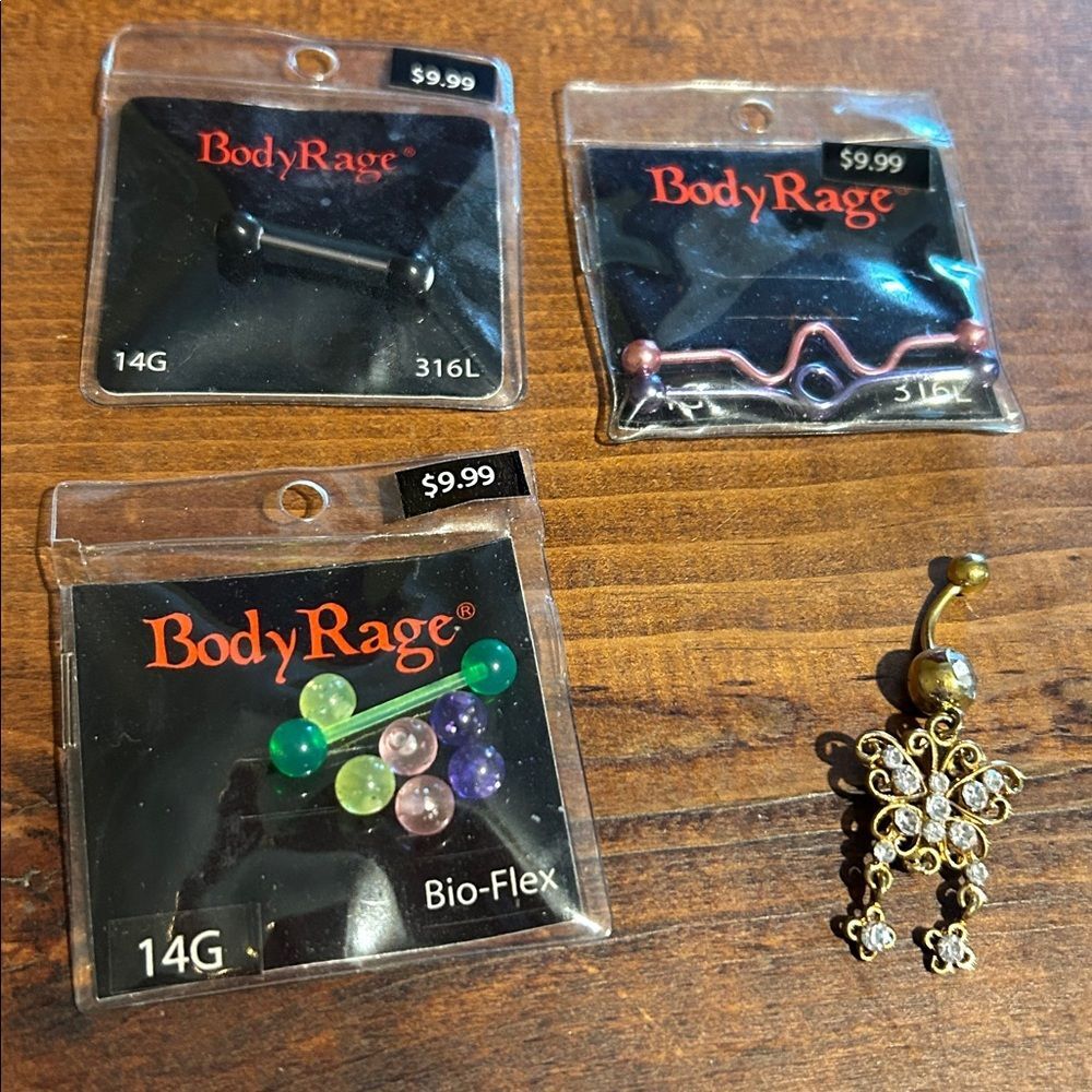 Body Rage Piercing Jewelry Set Black Gold Pink Multicolor Goth Whimsigoth Boho